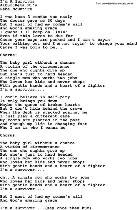 reba song lyrics|reba i'm a survivor lyrics.